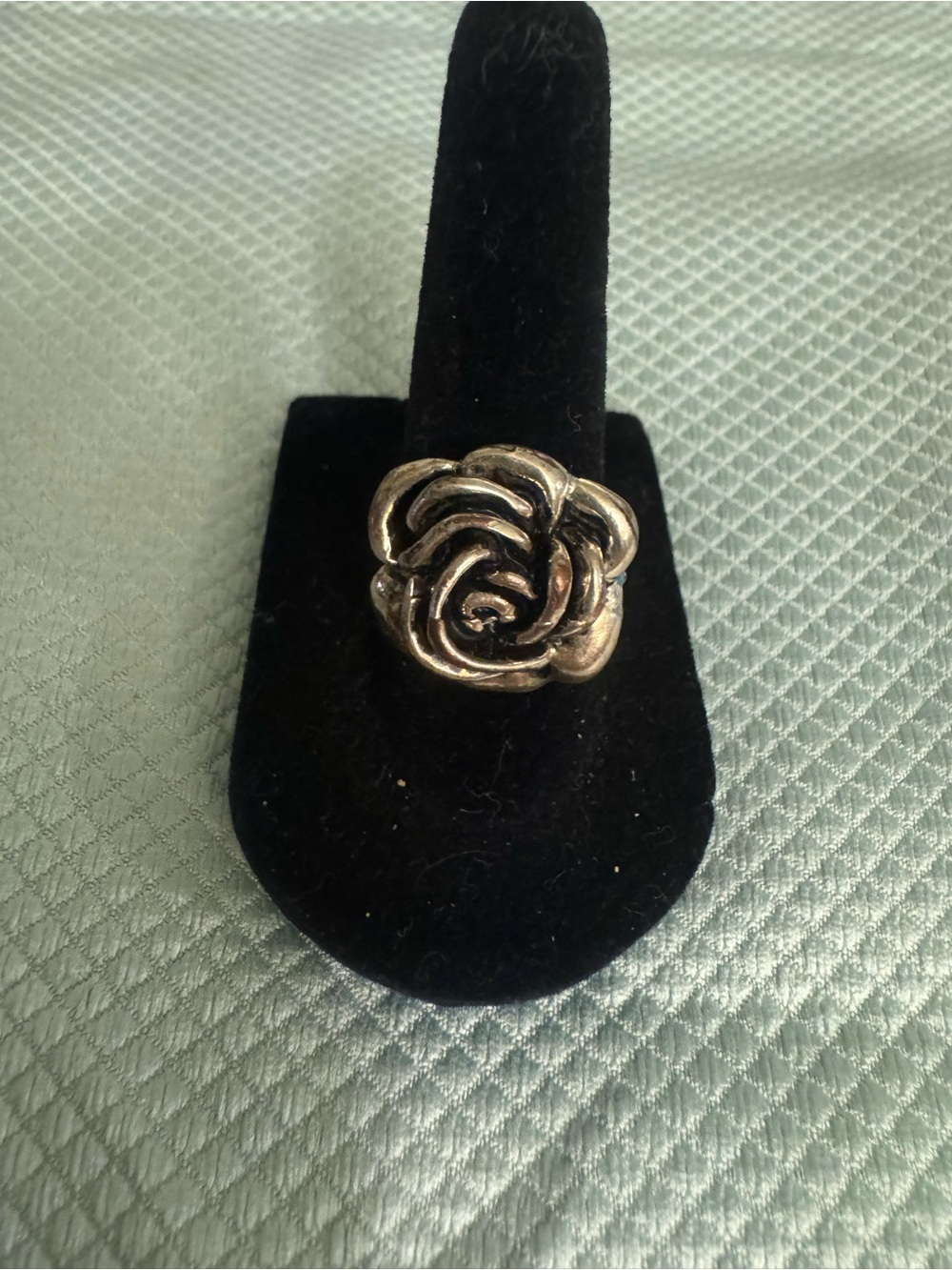 Floral Rose Statement Ring in Silver Tone Sz 5